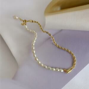 NEW twist chain baroque pearl choker necklace jewelry B22A